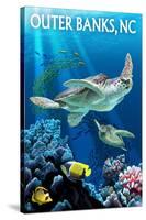Outer Banks, North Carolina - Sea Turtles-Lantern Press-Stretched Canvas