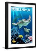 Outer Banks, North Carolina - Sea Turtles-Lantern Press-Framed Art Print