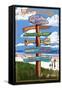 Outer Banks, North Carolina - Sign Destinations-Lantern Press-Framed Stretched Canvas