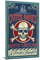 Outer Banks, North Carolina - Skull and Crossbones Sign-Lantern Press-Mounted Art Print