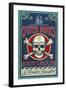 Outer Banks, North Carolina - Skull and Crossbones Sign-Lantern Press-Framed Art Print