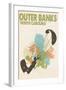 Outer Banks, North Carolina - Splatter Paint Kite Surfer-Lantern Press-Framed Art Print