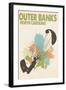 Outer Banks, North Carolina - Splatter Paint Kite Surfer-Lantern Press-Framed Art Print