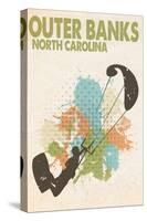Outer Banks, North Carolina - Splatter Paint Kite Surfer-Lantern Press-Stretched Canvas