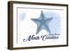 Outer Banks, North Carolina - Starfish - Blue - Coastal Icon-Lantern Press-Framed Art Print