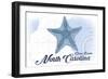 Outer Banks, North Carolina - Starfish - Blue - Coastal Icon-Lantern Press-Framed Art Print