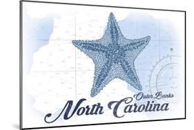 Outer Banks, North Carolina - Starfish - Blue - Coastal Icon-Lantern Press-Mounted Art Print