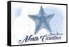Outer Banks, North Carolina - Starfish - Blue - Coastal Icon-Lantern Press-Framed Stretched Canvas