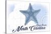 Outer Banks, North Carolina - Starfish - Blue - Coastal Icon-Lantern Press-Stretched Canvas