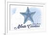 Outer Banks, North Carolina - Starfish - Blue - Coastal Icon-Lantern Press-Framed Premium Giclee Print