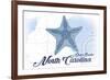 Outer Banks, North Carolina - Starfish - Blue - Coastal Icon-Lantern Press-Framed Premium Giclee Print