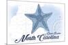 Outer Banks, North Carolina - Starfish - Blue - Coastal Icon-Lantern Press-Mounted Premium Giclee Print