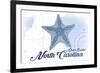 Outer Banks, North Carolina - Starfish - Blue - Coastal Icon-Lantern Press-Framed Art Print