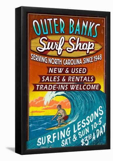 Outer Banks, North Carolina - Surf Shop-null-Framed Poster