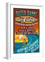 Outer Banks, North Carolina - Surf Shop-Lantern Press-Framed Art Print