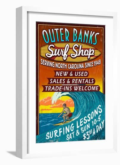 Outer Banks, North Carolina - Surf Shop-Lantern Press-Framed Art Print