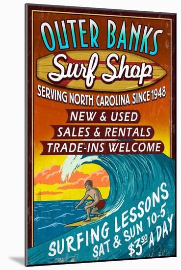Outer Banks, North Carolina - Surf Shop-Lantern Press-Mounted Art Print