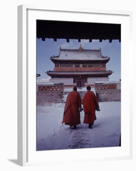 Outer Mongolia, Hidden Land Where Russia and China Square Off, Mongolian Buddhist Monastary-Howard Sochurek-Framed Photographic Print