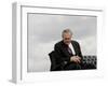 Outgoing Secretary of Defense Donald Rumsfeld Looks Down as He Sits on Stage-Pablo Martinez Monsivais-Framed Photographic Print