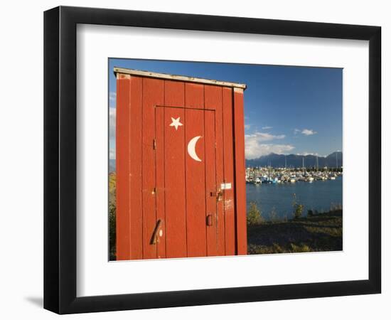 Outhouse and Boat Harbor, Homer, Kenai Peninsula, Alaska, USA-Walter Bibikow-Framed Photographic Print