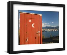 Outhouse and Boat Harbor, Homer, Kenai Peninsula, Alaska, USA-Walter Bibikow-Framed Photographic Print