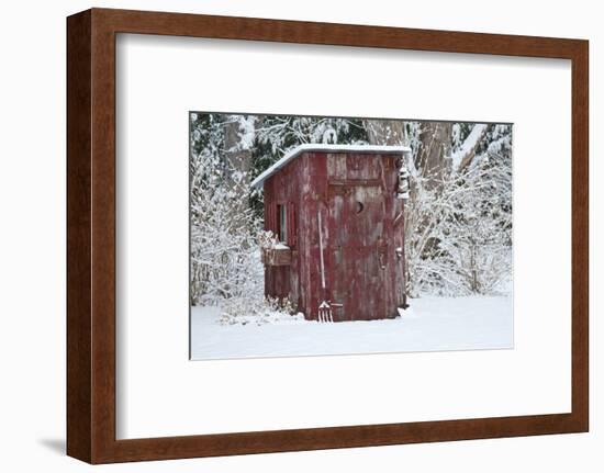 Outhouse garden shed in winter, Marion County, Illinois, USA-Panoramic Images-Framed Photographic Print