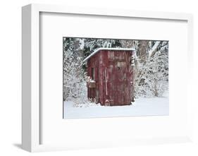Outhouse garden shed in winter, Marion County, Illinois, USA-Panoramic Images-Framed Photographic Print