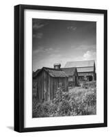 Outhouse Sitting Behind the Barn on a Farm-Bob Landry-Framed Photographic Print