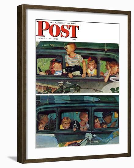 "Outing" or "Coming and Going" Saturday Evening Post Cover, August 30,1947-Norman Rockwell-Framed Giclee Print