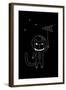 Outline Cartoon Cat Illustration with Space Cat and a Rocket. Cute Vector Black and White Cat Illus-Ekaterina Zimodro-Framed Art Print