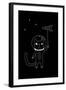 Outline Cartoon Cat Illustration with Space Cat and a Rocket. Cute Vector Black and White Cat Illus-Ekaterina Zimodro-Framed Art Print