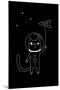Outline Cartoon Cat Illustration with Space Cat and a Rocket. Cute Vector Black and White Cat Illus-Ekaterina Zimodro-Mounted Art Print