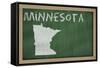 Outline Map of Minnesota on Blackboard-vepar5-Framed Stretched Canvas