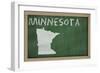 Outline Map of Minnesota on Blackboard-vepar5-Framed Art Print