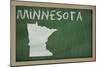 Outline Map of Minnesota on Blackboard-vepar5-Mounted Art Print