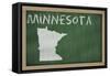 Outline Map of Minnesota on Blackboard-vepar5-Framed Stretched Canvas