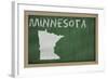 Outline Map of Minnesota on Blackboard-vepar5-Framed Art Print