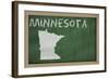 Outline Map of Minnesota on Blackboard-vepar5-Framed Art Print