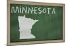 Outline Map of Minnesota on Blackboard-vepar5-Mounted Art Print