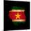 Outline Map Of Suriname With Grunge Flag Insert Isolated On Black-Veneratio-Mounted Art Print