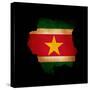 Outline Map Of Suriname With Grunge Flag Insert Isolated On Black-Veneratio-Stretched Canvas