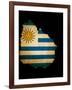 Outline Map Of Uruguay With Grunge Flag Insert Isolated On Black-Veneratio-Framed Art Print