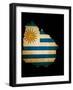 Outline Map Of Uruguay With Grunge Flag Insert Isolated On Black-Veneratio-Framed Art Print