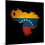 Outline Map Of Venezuela With Grunge Flag Insert Isolated On Black-Veneratio-Mounted Premium Giclee Print