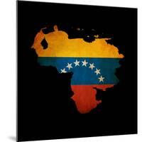 Outline Map Of Venezuela With Grunge Flag Insert Isolated On Black-Veneratio-Mounted Art Print