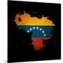 Outline Map Of Venezuela With Grunge Flag Insert Isolated On Black-Veneratio-Mounted Art Print