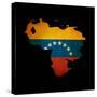 Outline Map Of Venezuela With Grunge Flag Insert Isolated On Black-Veneratio-Stretched Canvas