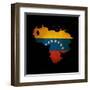 Outline Map Of Venezuela With Grunge Flag Insert Isolated On Black-Veneratio-Framed Art Print