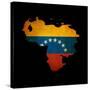 Outline Map Of Venezuela With Grunge Flag Insert Isolated On Black-Veneratio-Stretched Canvas