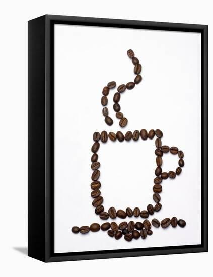 Outline of a Cup of Coffee in Coffee Beans-Gustavo Andrade-Framed Stretched Canvas